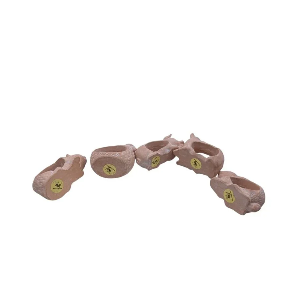 Set of 5 Toyo Terra Cotta Clay Animal Napkin Rings